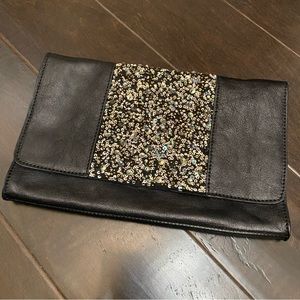 Leather & Sequin Clutch